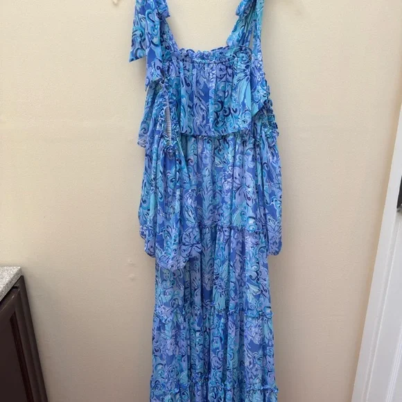 Lilly Pulitzer Leena Maxi Dress -Elegant Blue Maxi Dress with Flowing Silhouette - Picture 2 of 6